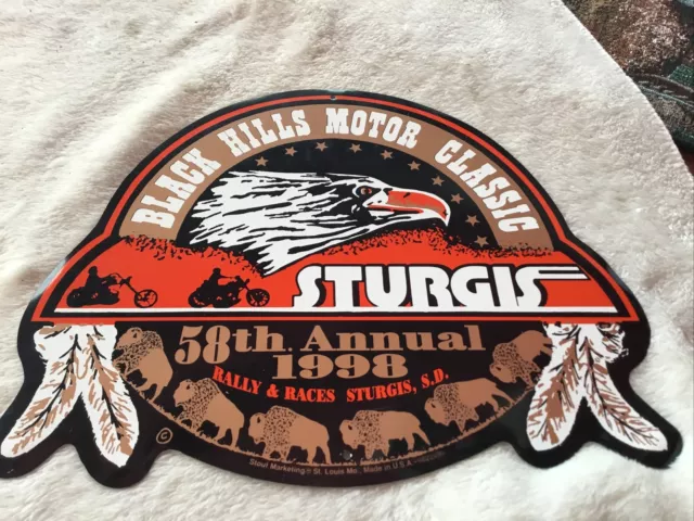 1998 58th ANNUAL STURGIS, SD  HARLEY BIKE RALLY METAL SIGN 10” x 8”