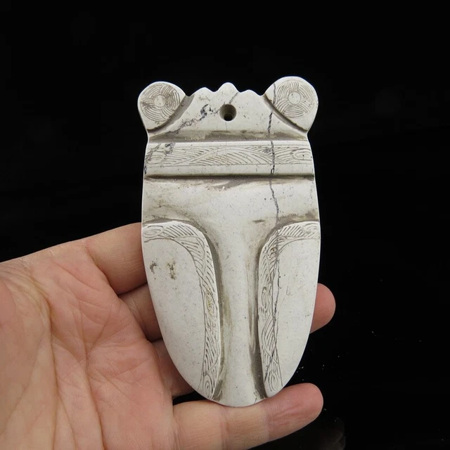 Chinese jade,zhejiang,Liangzhu culture,jade,cicada,choi,pendant A(827)