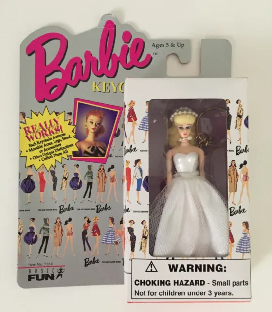 *NEW* Basic Fun Barbie Keychain Wedding Day Doll 1997 Dress Bride #712-0