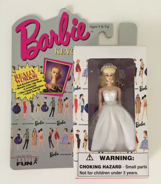 *NEW* Basic Fun Barbie Keychain Wedding Day Doll 1997 Dress Bride #712-0