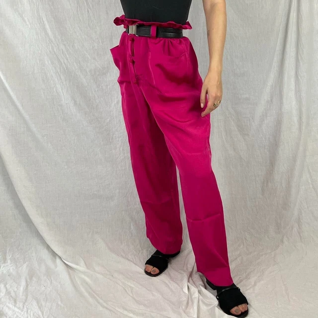 Jean-Paul Gaultier Pantaloni Donna Rosa Anni '90 Vintage Fit 8/10 Acetato di Raggi Italia