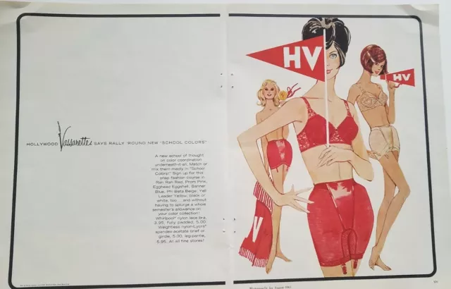 1965 women's Hollywood Vassarette Mais Oui lace bra vintage photo fashion  ad