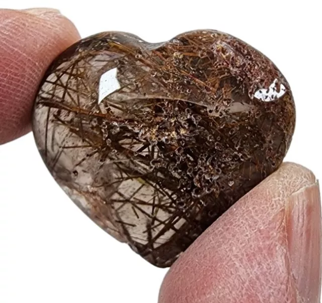 Rutilated Quartz Crystal Polished Heart Brazil 7.18 grams