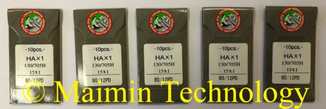 50 Agujas De Máquina De Bordar Para El Hogar Organ Titanio 80/12 Afiladas 15X1 Pd