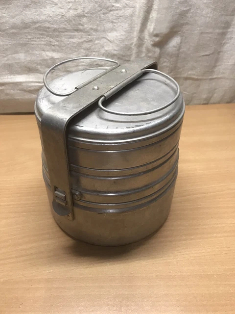 Gamelle Militaire à 3 Compartiments Avec Couverts En Aluminium - Équipement De Soldat, Occasion
