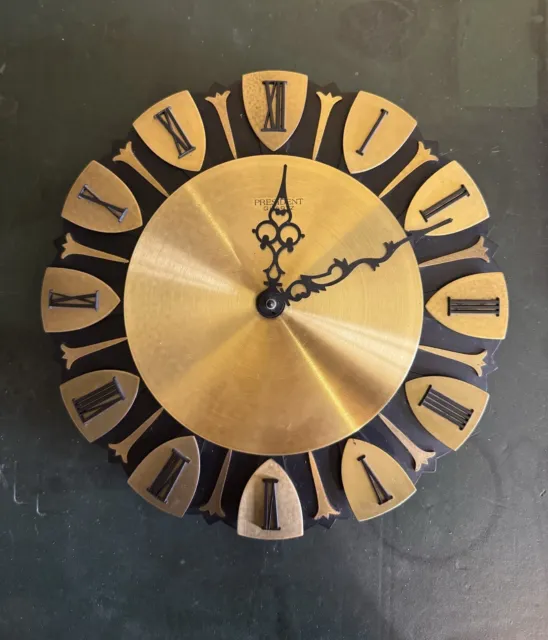 Vintage President Quartz Wall Clock Black And Gold