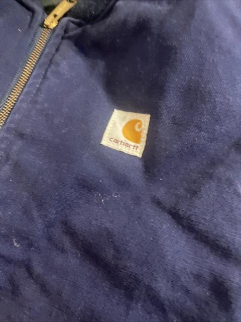 Vintage 1989 Carhartt Blue Work Vest Insulated Quilted Zip Made In USA 2