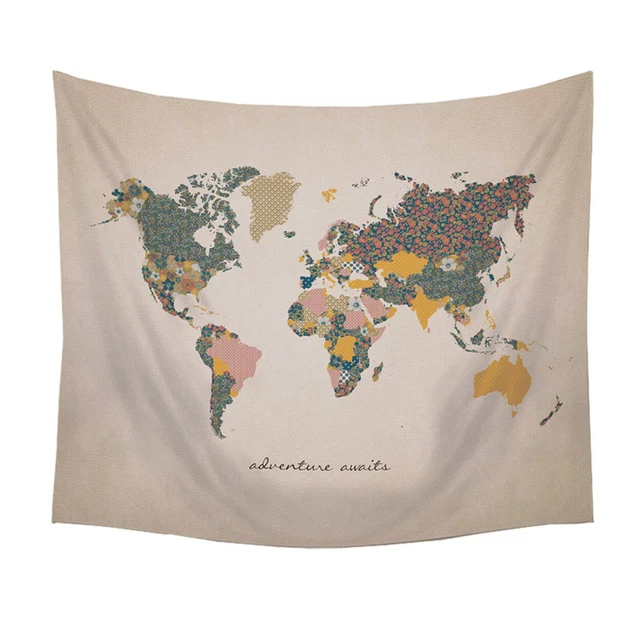Home Decor Adventure Awaits World Map Wall Hanging Tapestry