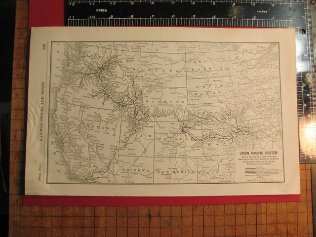 ORIGINAL 1914 UNION Pacific Railroad System Map Routes Depots Up Rr ...