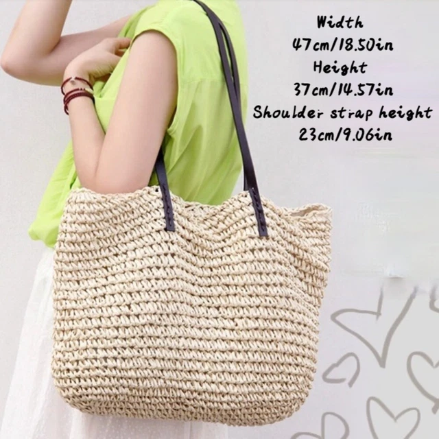 Donna Paglia Borsa da Spiaggia Rattan Intrecciato Spalla Grande Coreana