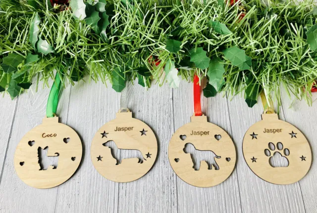 Personalised Dog Bauble | Custom Christmas Decoration | Wooden Pet gift