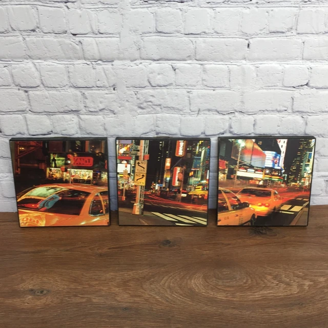New York City Yellow Cab 3 Panel Canvas, Wall Art, Picture, Painting, Print