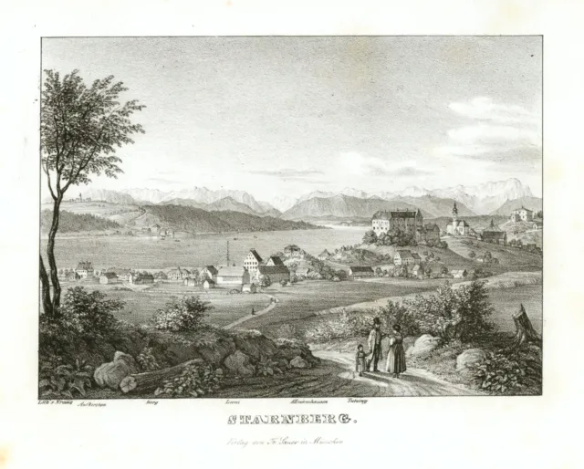 Starnberg Original Lithographie G. Kraus 1837