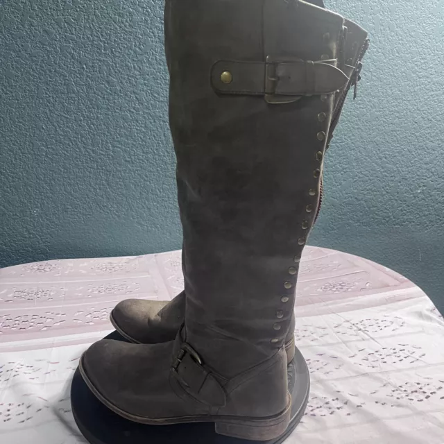 Madden Girl Cactuss Riding Boot Womens 8.5 Knee High Studded Vegan Leather 2