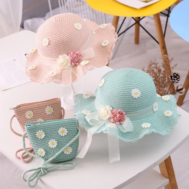 Sunhat Purse Bow Uv Protection Bow Wide Brim Girl Sunhat Purse Lightweight