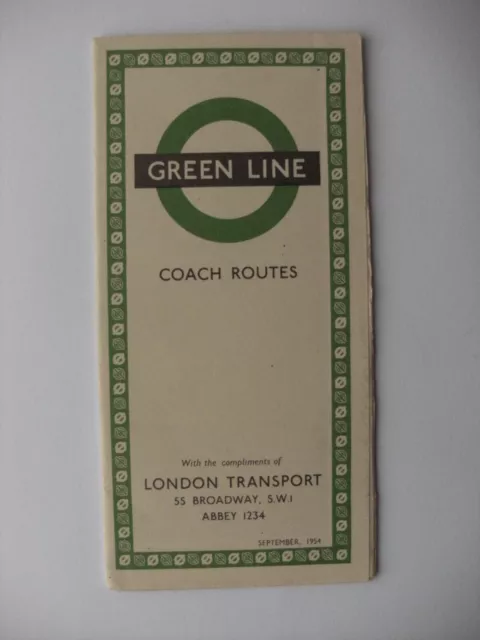 1954 London Transport Green Line Coaches Bus Route Map Sept (Ref LC5)