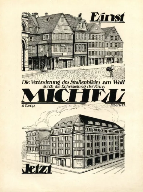 Firma Michel am Wall in Elberfeld XL Reklame 1925 Veränderung der Stadt Werbung