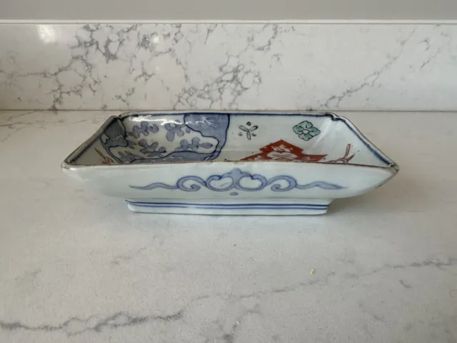 Japanese Imari Rectangular Bowl Hand Painted 7.5" Dish Arita Porcelain