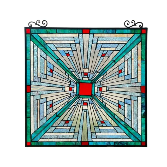 25" Crossroads Mission Tiffany Style Stained Glass Window Panel