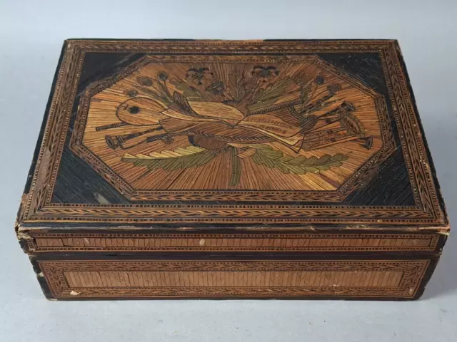 Boxset Marquetry Of Straw Xixth Century, Travel Hand Luggage & Drawers