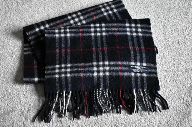 BURBERRY LONDON 90 Merino Wool 10 Cashmere Blue Nova Check Scarf