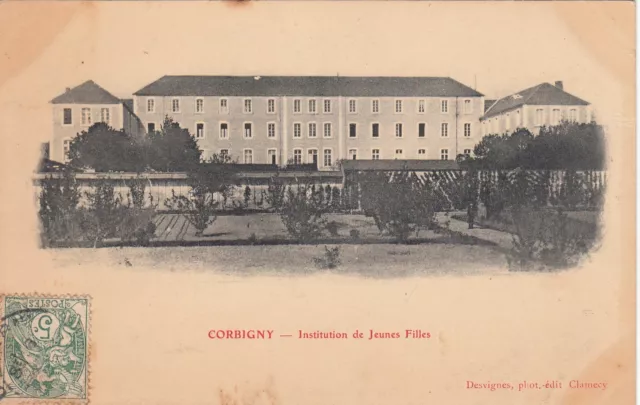Carte postale ancienne NIEVRE CORBIGNY institution de jeunes filles timbrée