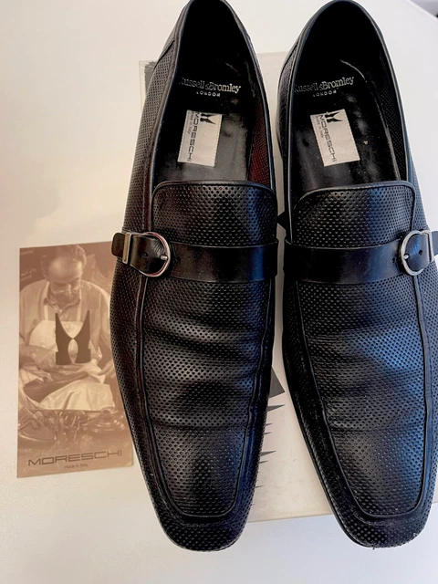 RUSSELL BROMLEY Moreschi Black Leather Perforated Slip on Shoe Size UK 10 49.95 PicClick UK