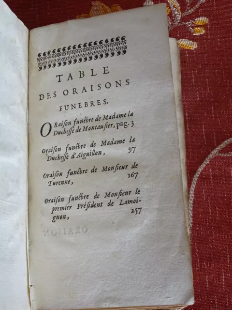 Oraisons Funèbres, Tome 1 Esprit FLECHIER 1691 Chez Antoine Dezallier - Original 3