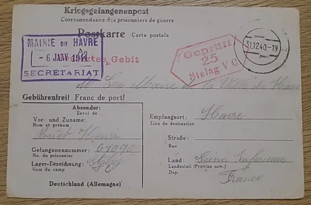 Zensur Karte Lager Stalag V C Malschbach 1940 Kriegsgefangenenpost POW (35