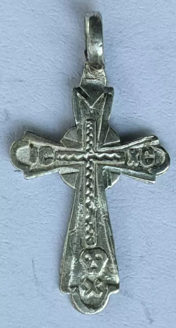 RARE ANTIQUE Russian Imperial 19 CENTURY SOLID SILVER CROSS "84ВА" Hallmark.