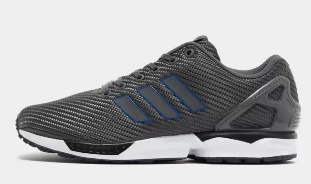 ADIDAS ZX FLUX Woven Grey Blue Trainers UK 12 Sneakers New 100
