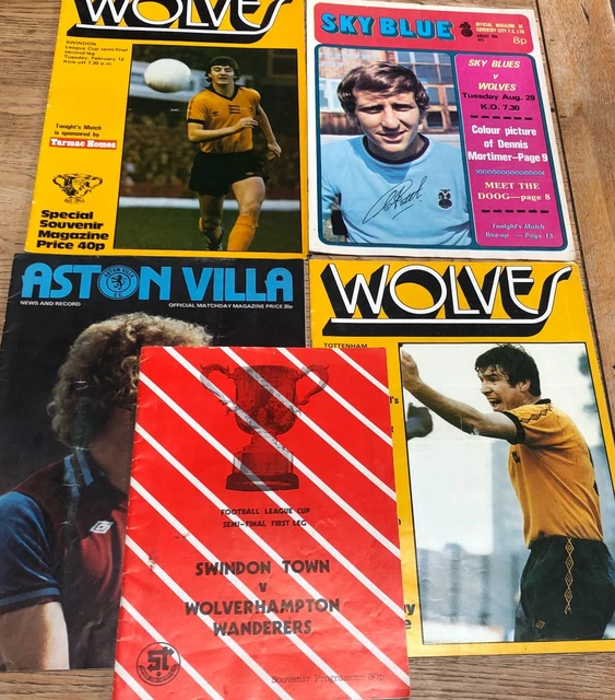 5 X WOLVES Spurs Villa Coventry Football Programmes includes League Cup