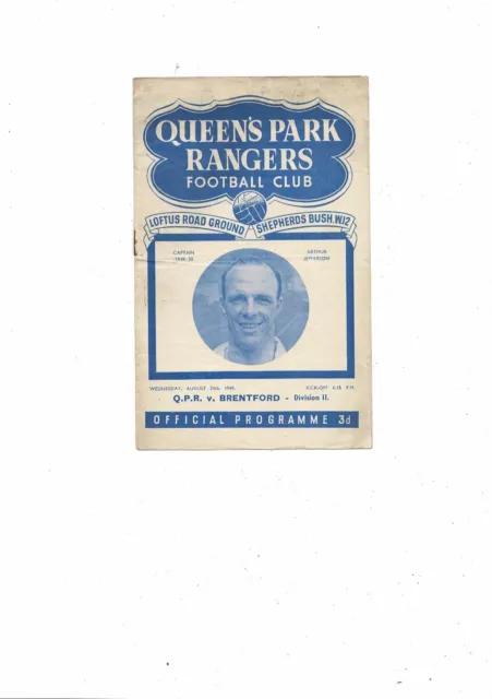 1949/50 Queens Park Rangers v Brentford Football Programme