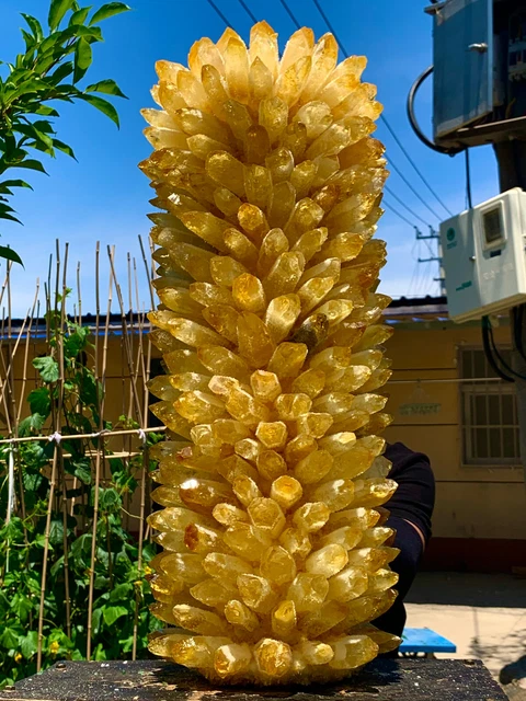 60.45LB  New Find yellow Phantom Quartz Crystal Cluster Mineral Specimen Healing 3