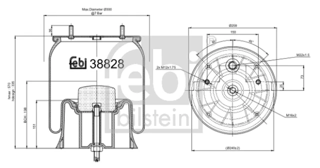 FEBI BILSTEIN Federbalg, Luftfederung 38828