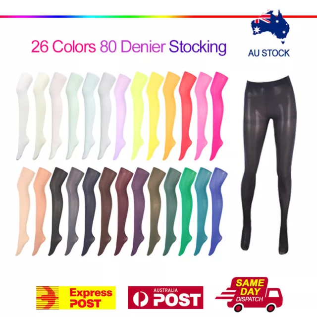 Colourful Women's 80 Denier Opaque Pantyhose Stockings Hosiery Tights 80D Solid