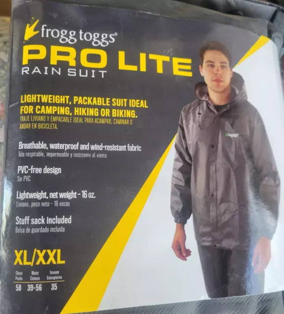 Frogg toggs Pro Lite Waterproof Rain Suit for Men, XL-2XL, Carbon Grey