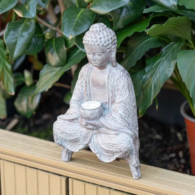 Solar Powered Buddha Ornament Garden Light Outdoor Décor Statue Path Patio IP44