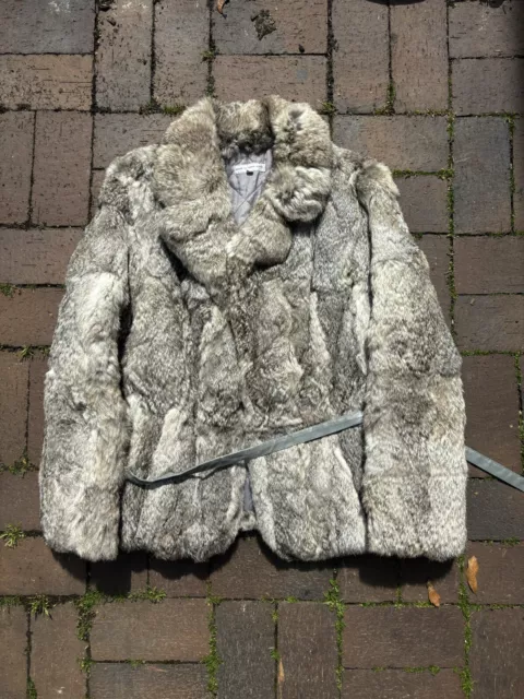 Vintage 60’s Genuine Rabbit Fur Coat White Hong Kong Size M