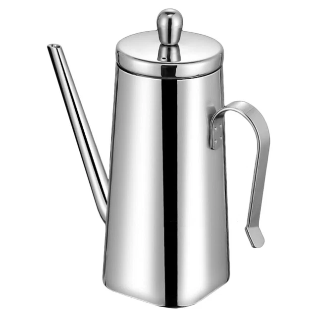 Kitchen Vinegar Cruet Stainless Steel Oil Pot Condiment Dispenser Glass