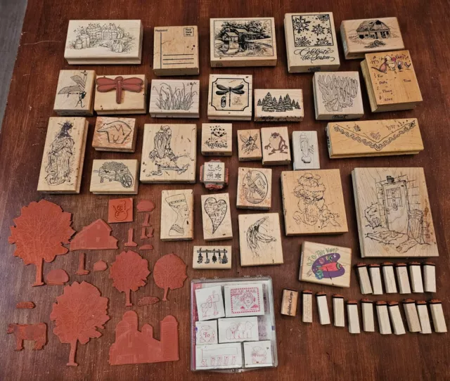 Rubber Stamp Mixed Lot Of 70 Vintage