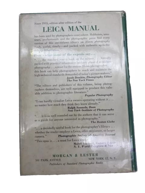 1955 LEICA Manual and Data Book by Morgan & Lester HC Book W/DJ Camera 3