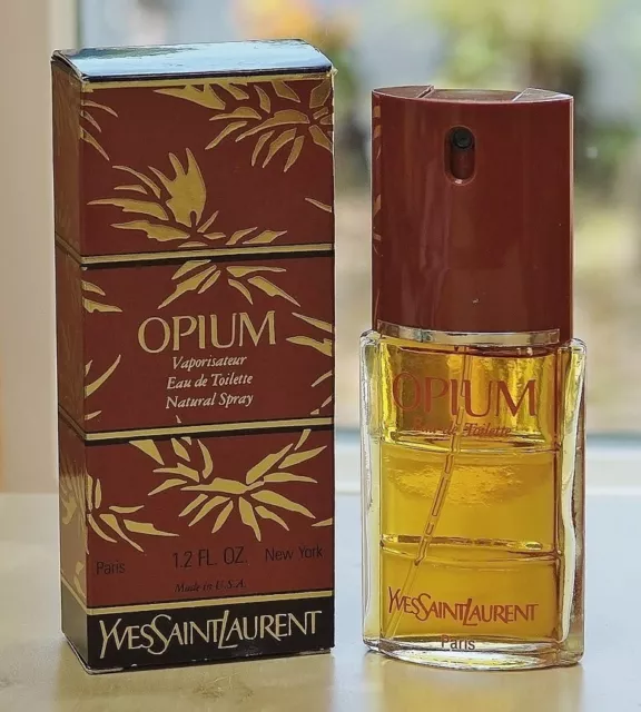 Vtg OPIUM by YVES SAINT LAURENT PARFUMS CORP. spray EDT 36ml~1.2oz FIRST FORMULA