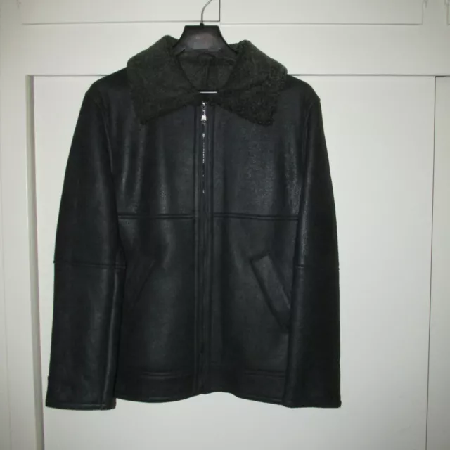 NWT Men's Spanish Merino Shearling Coat w/Hand-Rubbed Leather Finish Size 44