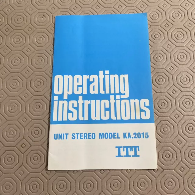 Original Operating Instructions ITT KA.2015