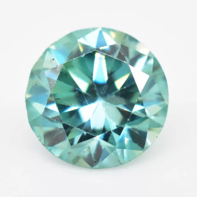 1.20 Cts Real Bluish Green Moissanite Round Cut Certified Gemstone