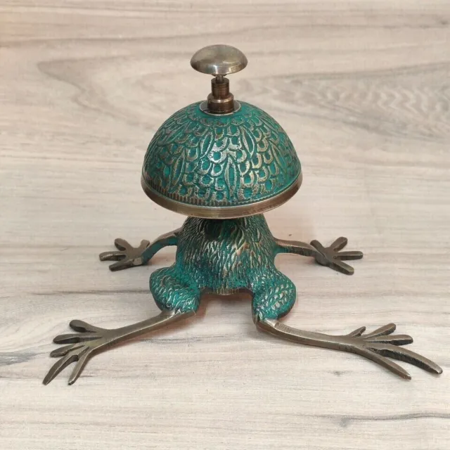 Antique Style Brass Desk Bell Frog Designer Collectible Table Decorative Gift
