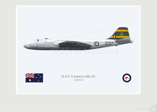 WARHEAD ILLUSTRATED CANBERRA Mk.20 RAAF ARDU 237 Aircraft Print $29.00 ...
