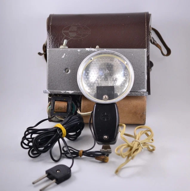 Vintage Soviet Russian Camera Flash Chaika Brand Leather Case 1970s Photography