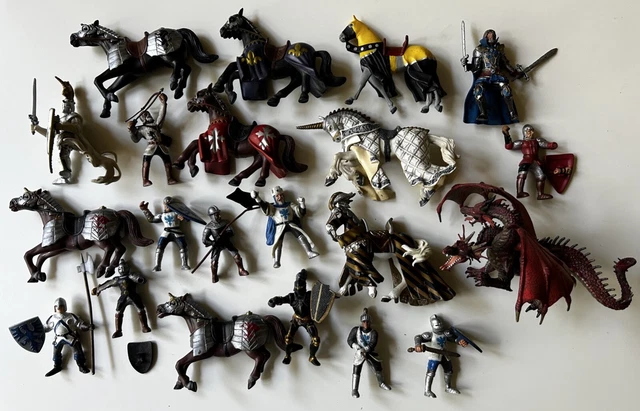Papo-Lot de 2 Figurines - Collection Médieval - Fantastique - Cheval en Armure + Chevalier en Armure